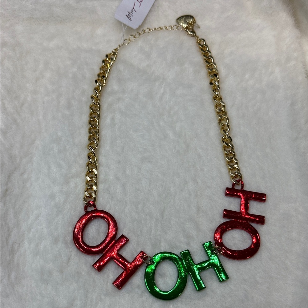 Betsey Johnson Red and Green 'Ho Ho Ho' Necklace - Picture 3 of 4